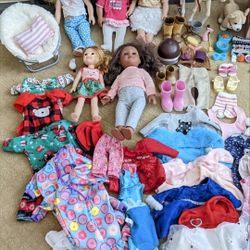 American Girl & Our Generation Dolls, Clothes, Horse And Doghouse