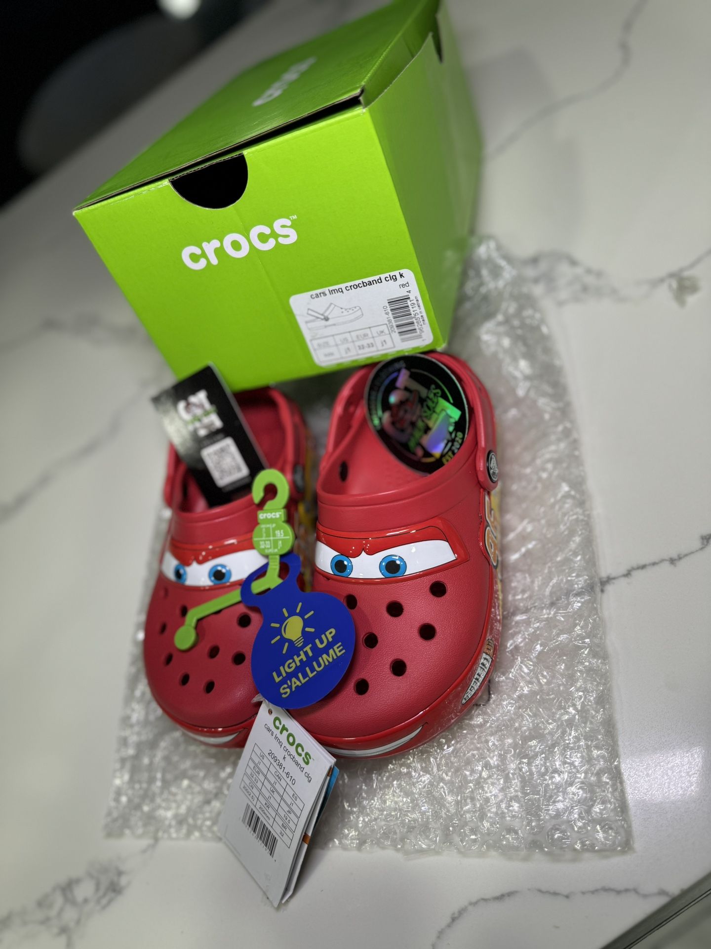 Lightning McQueen Crocs in Kids Size 1Y