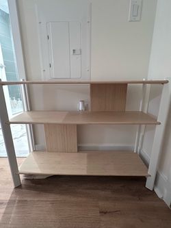 3-Tier Wood and White Metal Shelf Unit