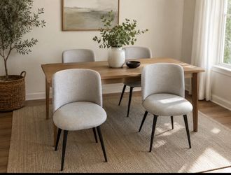 West Elm Set of 4 Modern Dining Chairs – Light Gray
