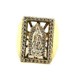 Men’s 14k Yellow Gold Virgin Mary CZ Ring Size 10 GP3108198