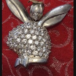 Medalla De Plata.925 Conejo Play Boy Con Circonias Blancas.