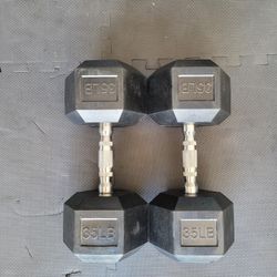 Rubber Coated Hex Dumbbells (2x35Lbs) for $70 Firm (Walnut 91789)
