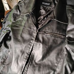 Guess Black Leather Jacket -- Size XXL
