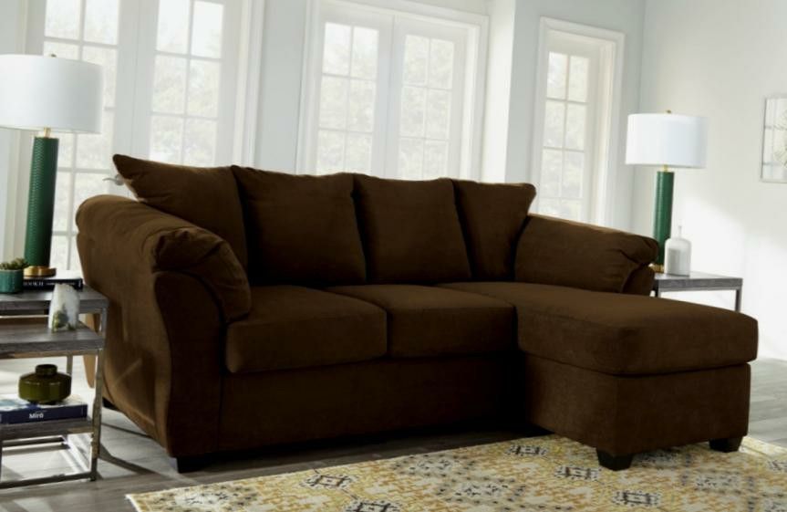 Brown Sectional Sofa with Reversible Chaise