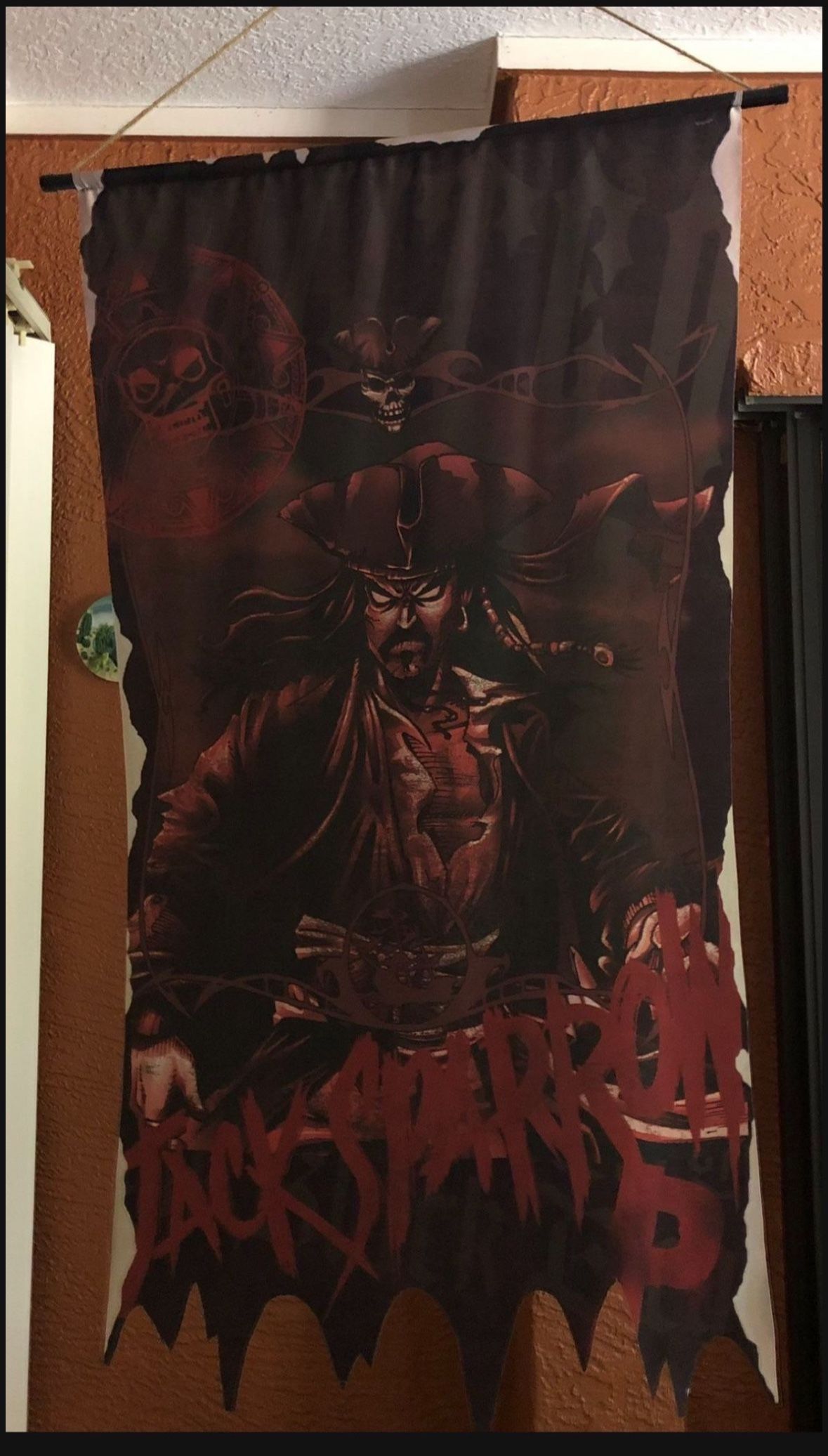 Pirates of the Caribbean Jack Sparrow Hanging Fabric Art 23” x 45”