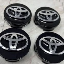 SET OF 4 TOYOTA WHEEL RIMS CENTER CAPS BLACK/CHROME LOGO 62MM CAMRY/COROLLA