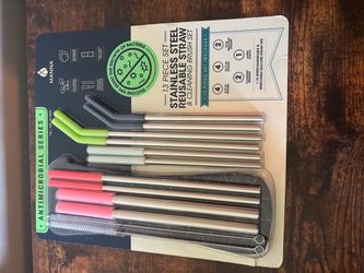 Manna 13-Piece Stainless Steel Reusable Straw Set