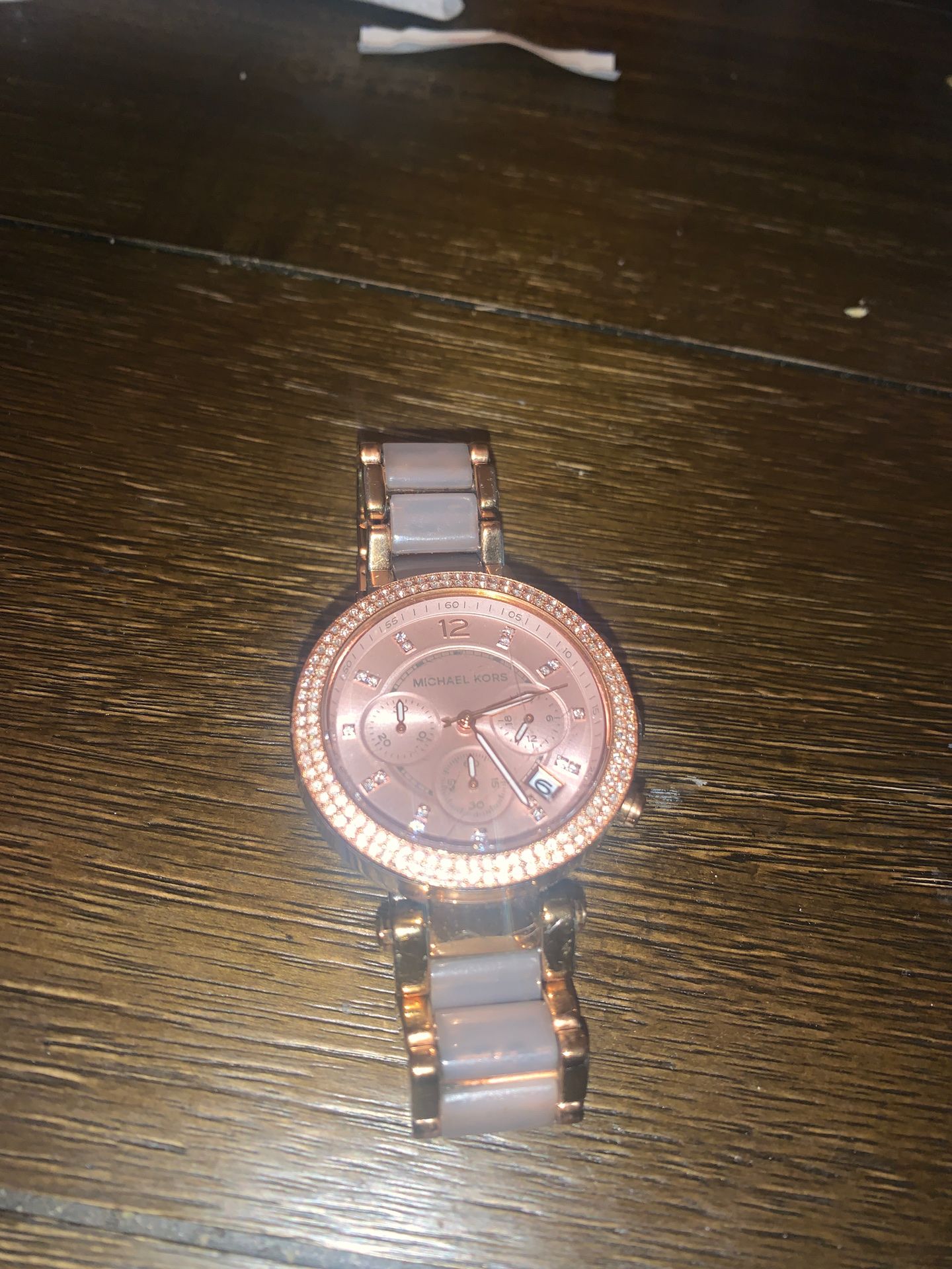 Michael Kors Blush Acetate and Rose Gold Tone Parker Glitz Watch