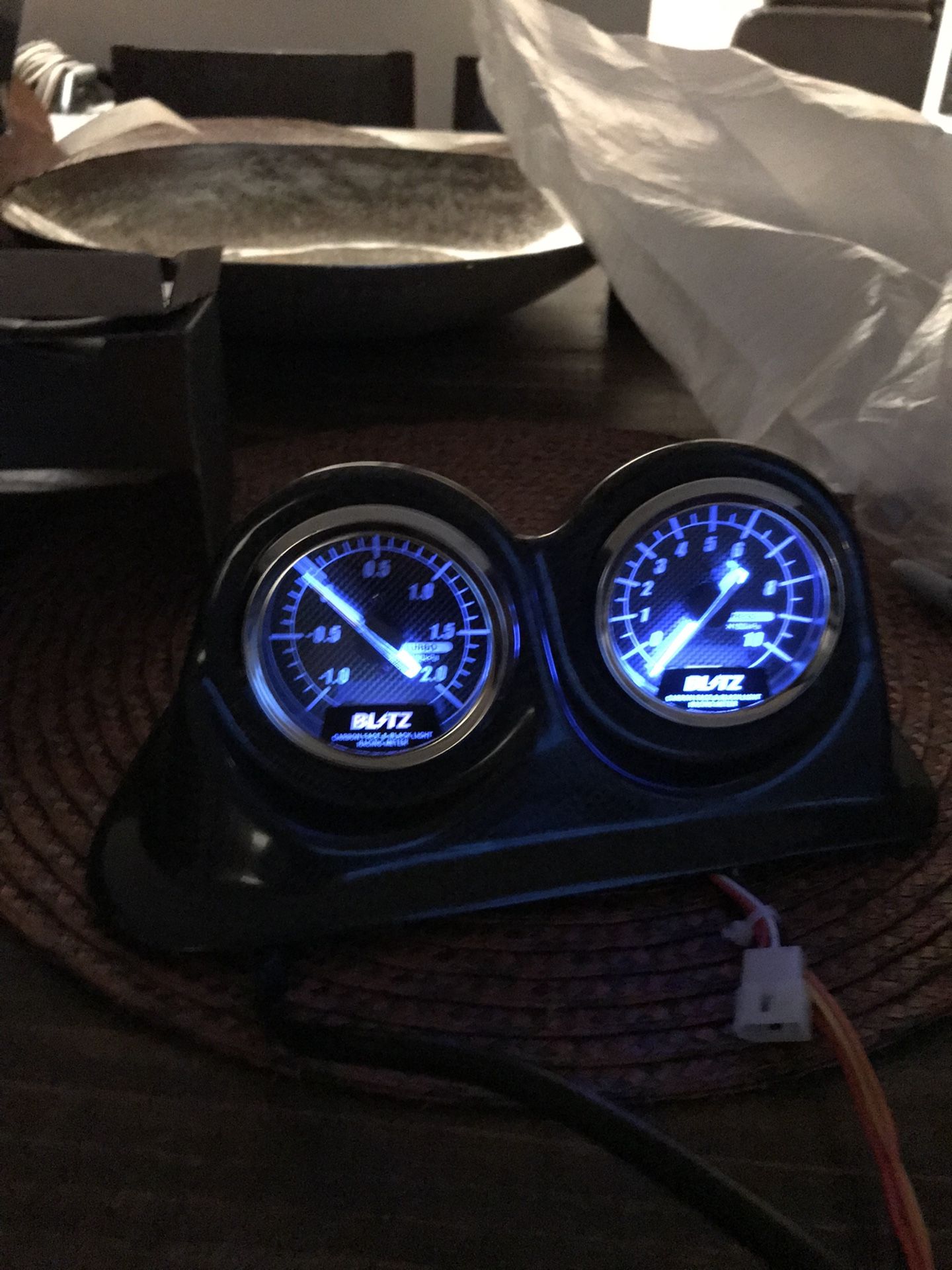 EXTREMELY RARE “BLITZ BLM” GAUGES W/REAL CARBON FIBER POD FOR SALE