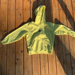 Yellow Stussy center logo hoodie