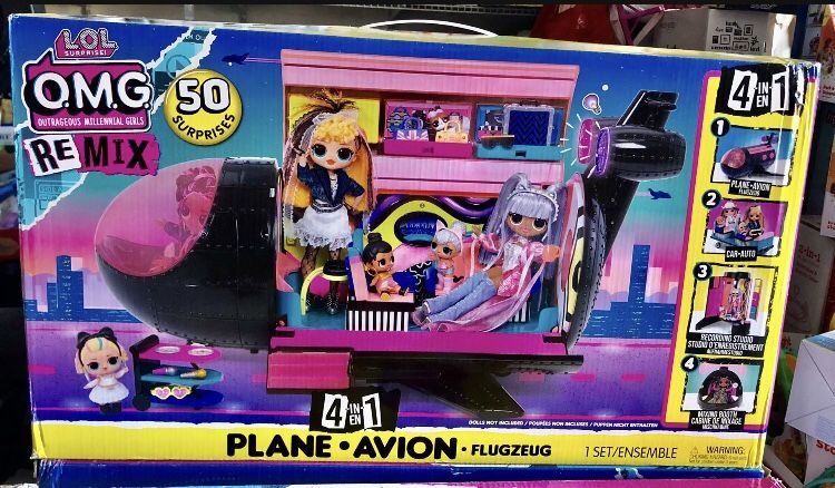 Brandnew LOL Surprise OMG Remix 4-in-1 Plane Playset with Music Recording Studio, Mixing Booth and 50 Surprises