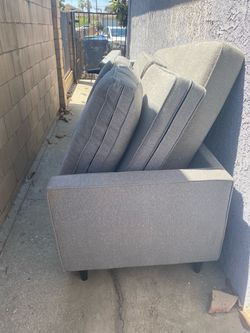 Gray Fabric Sofa with Channel Tufting