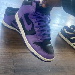 Purple and black high top dunks