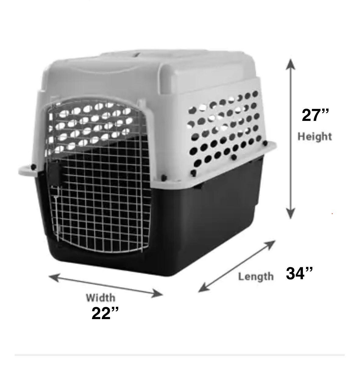 Petmate Dog Kennel, Grey, 34-in, 30-50-lbs