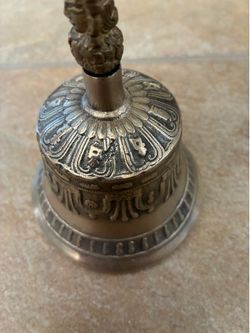 Beautiful, heavy brass Tibetan Buddhist ritual hand bell (Ghanta).