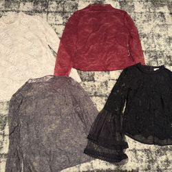 Women’s Long Sleeve Lace Tops Shirts Size Medium Large Small 