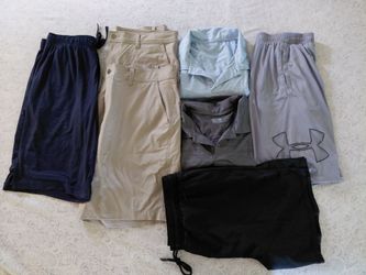 Lot Of 7 PCS  Mens L/XL Collar Shirts Shorts 32 Degrees Jockey Under Amour Lot Bundle
