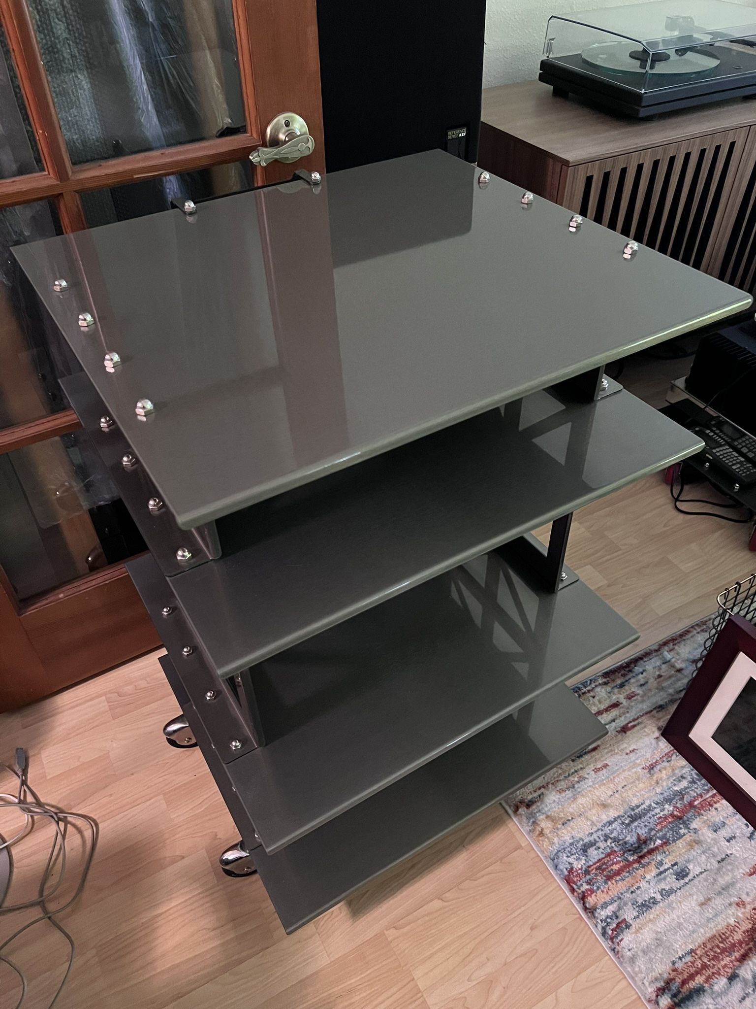 Boltz A/V 4 Rack 4 Tiers In The Original Sanded Steel Clear Coat