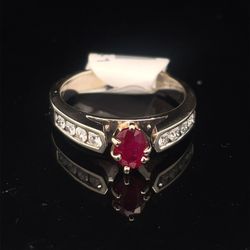 14KT White Gold Diamond Ruby Ring 5.30g Size 8 168978