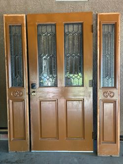Door and side lites with art glass