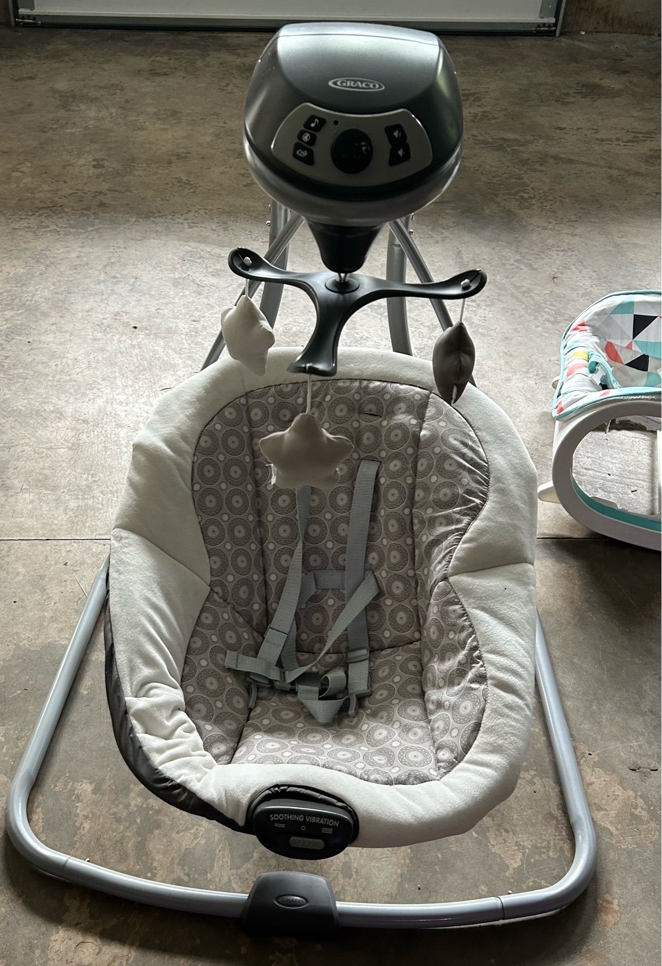 Free Baby Swing, Loungers, Newborn clothing and swaddles