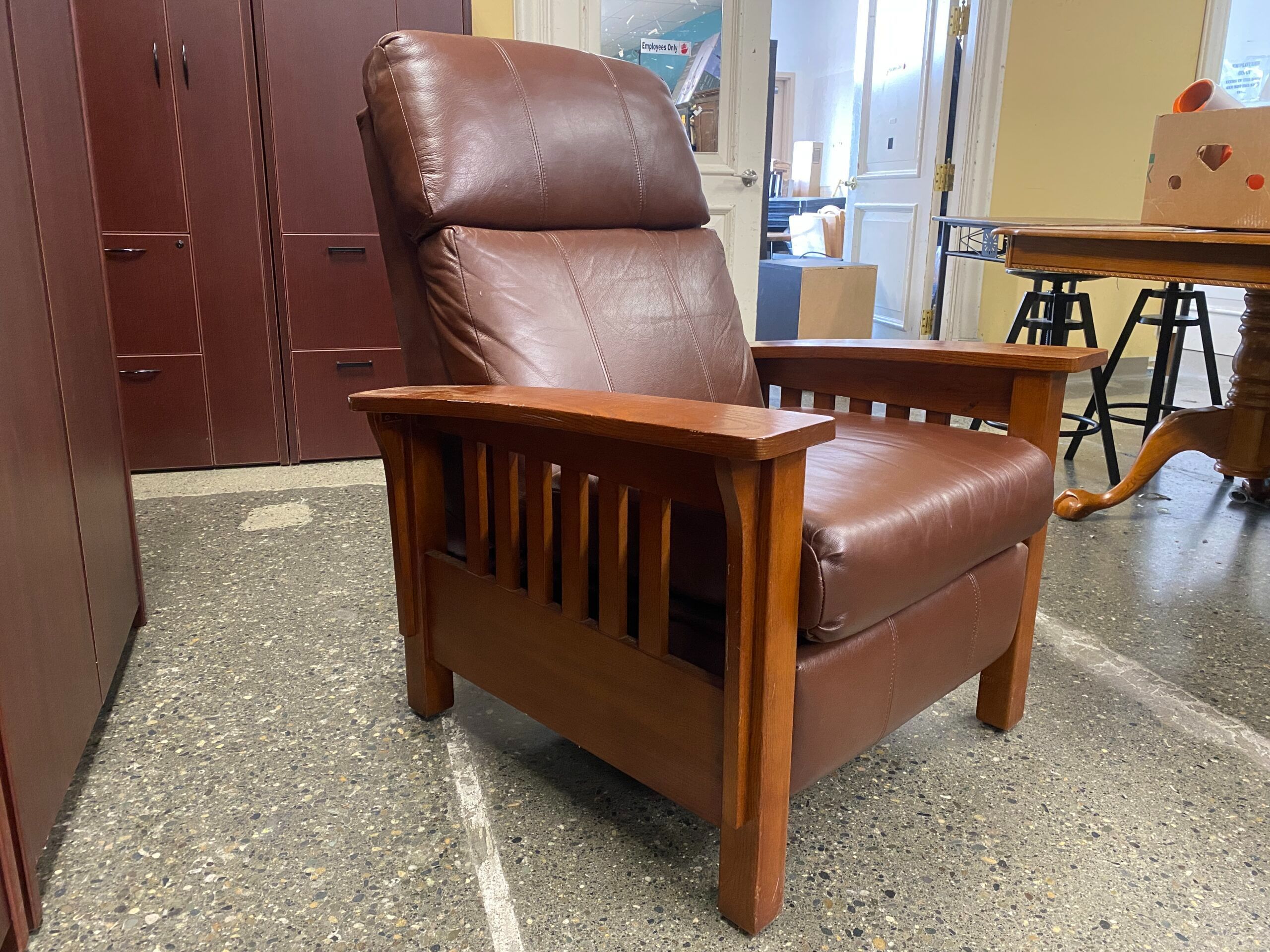 Mission Style Cognac Leather Manual Recliner