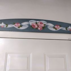 Wall Plaque Hand Painted Roses Wood Folk Art Flowers Signed by artist