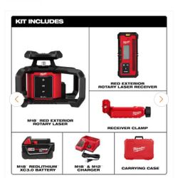 Milwaukee
M18 2000 ft. Red Exterior Rotary Laser Level Kit with Receiver and Receiver Clamp