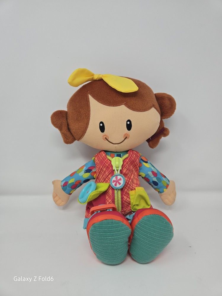 14" HASBRO PLAYSKOOL LEARN TO DRESS PLUSH DOLL See Pics