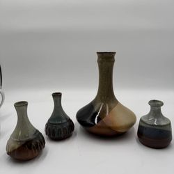 Robert Maxwell Pottery Craft USA Set of 4 Studio Pottery Vases MCM 1960-70s VTG