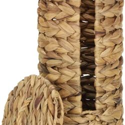 Household Essentials Wicker Toilet Paper Roll Holder, Handmade, Water Hyacinth Weave, Steel Frame, Removable Lid with Access Slot, and, Natural