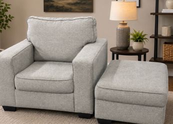 Oversized Armchair with Ottoman – Very Comfortable