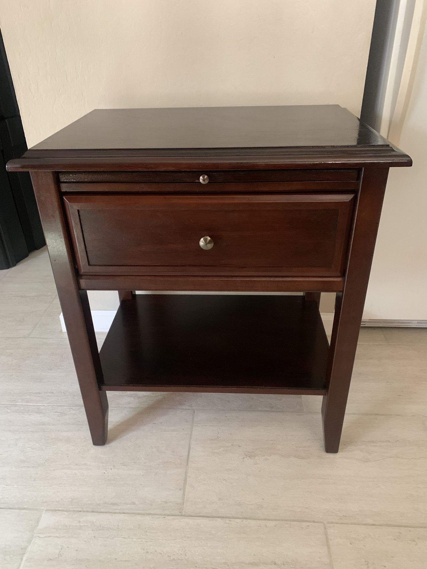 Mahogany Desk, Table, Nightstand With Writing Table, Deep Drawer & Bottom Shelf