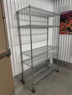 Chrome Wire Shelving Unit on Wheels