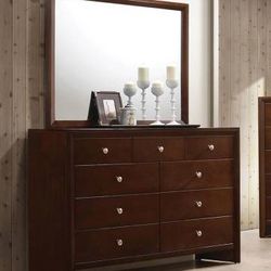 Large Nine Drawer Dresser In A Rich Red Brown Finish! SALE!