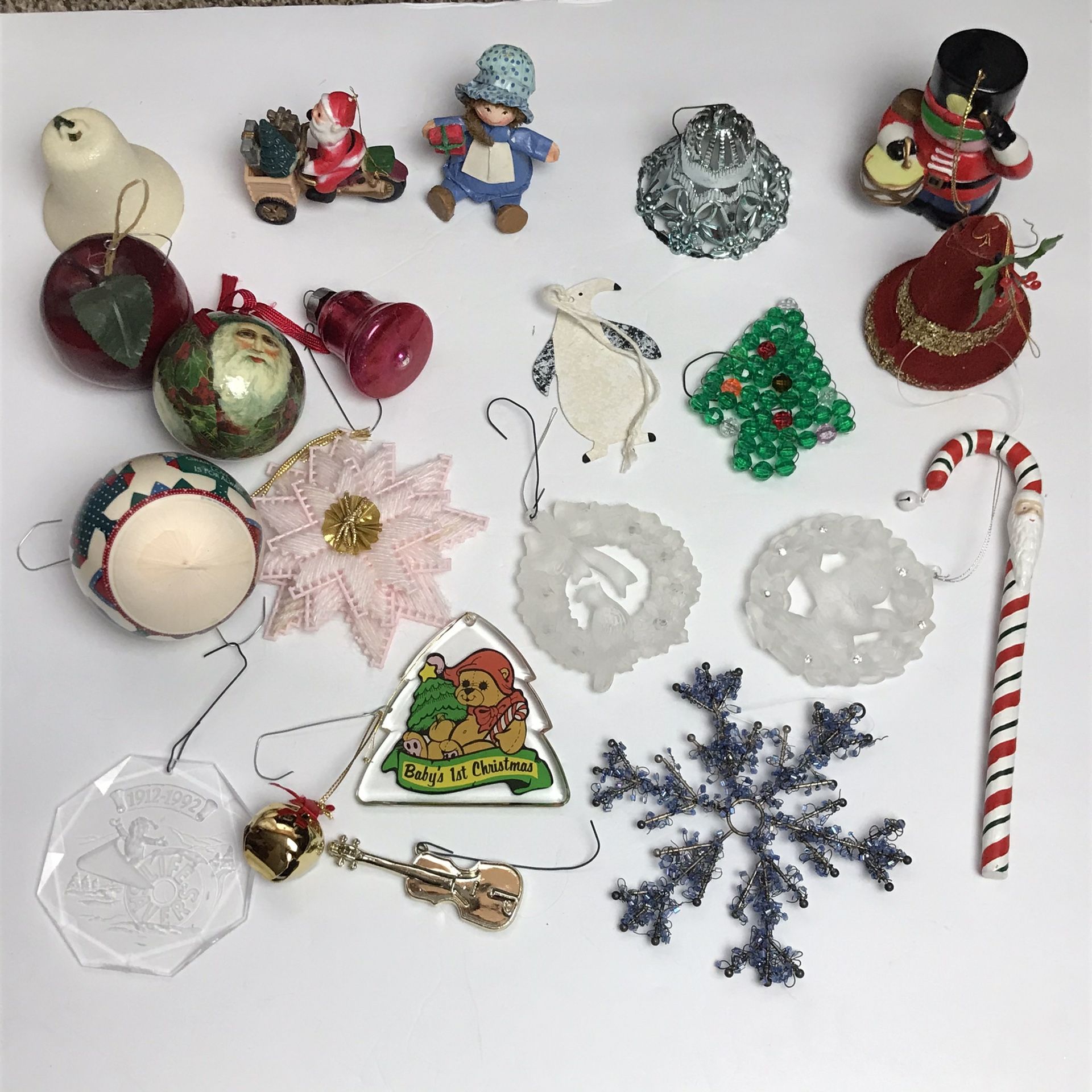 Huge Lot of 21 Vintage Christmas Ornaments Santa Snowflake Soldier