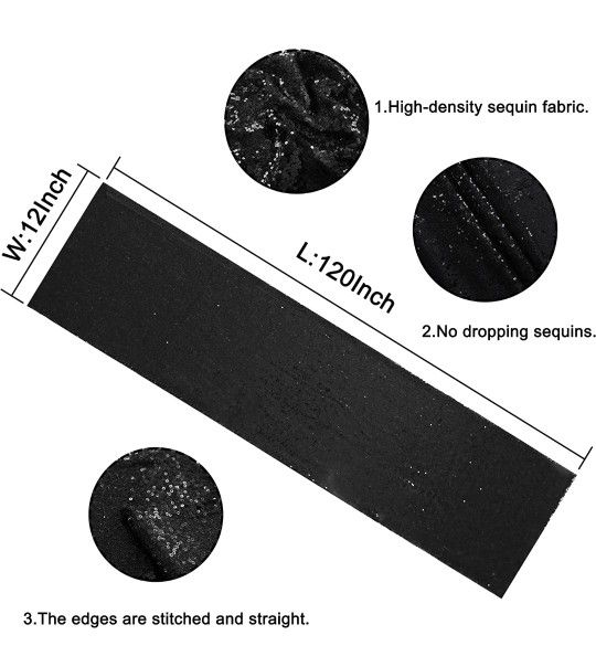 (8) Black Sequin Table Runners