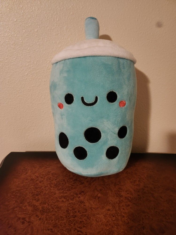 Fiesta Plush-Blue Boba Tea Drink Plushie With Tapioca