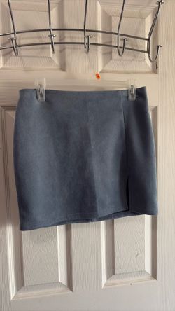 Baby blue suede skirt size M