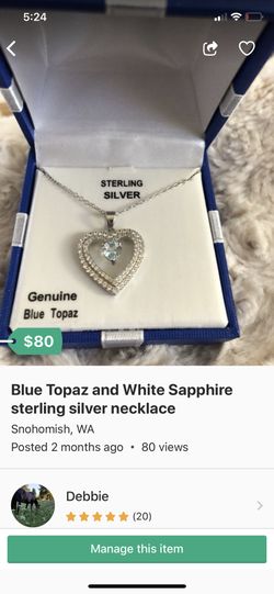 Blue topaz and white sapphire necklace