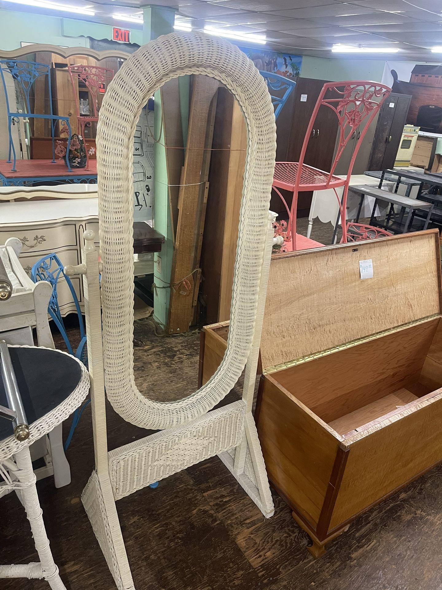 Wicker Floor Mirror