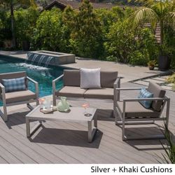 Outdoor patio 4 piece conversation set, loveseat with 2 chairs and coffee table new