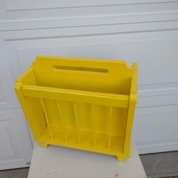Refinished Wood Magazine Rack Color Yellow