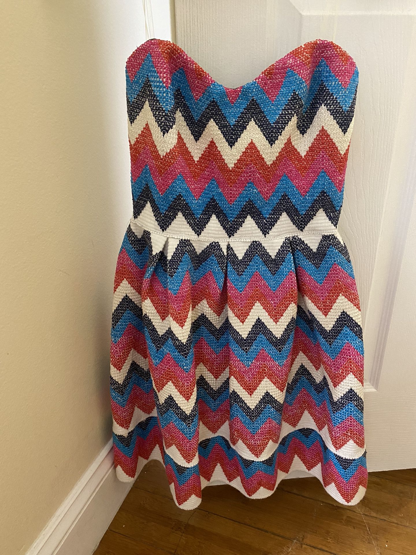 Strapless Dress Red Pink White Blue