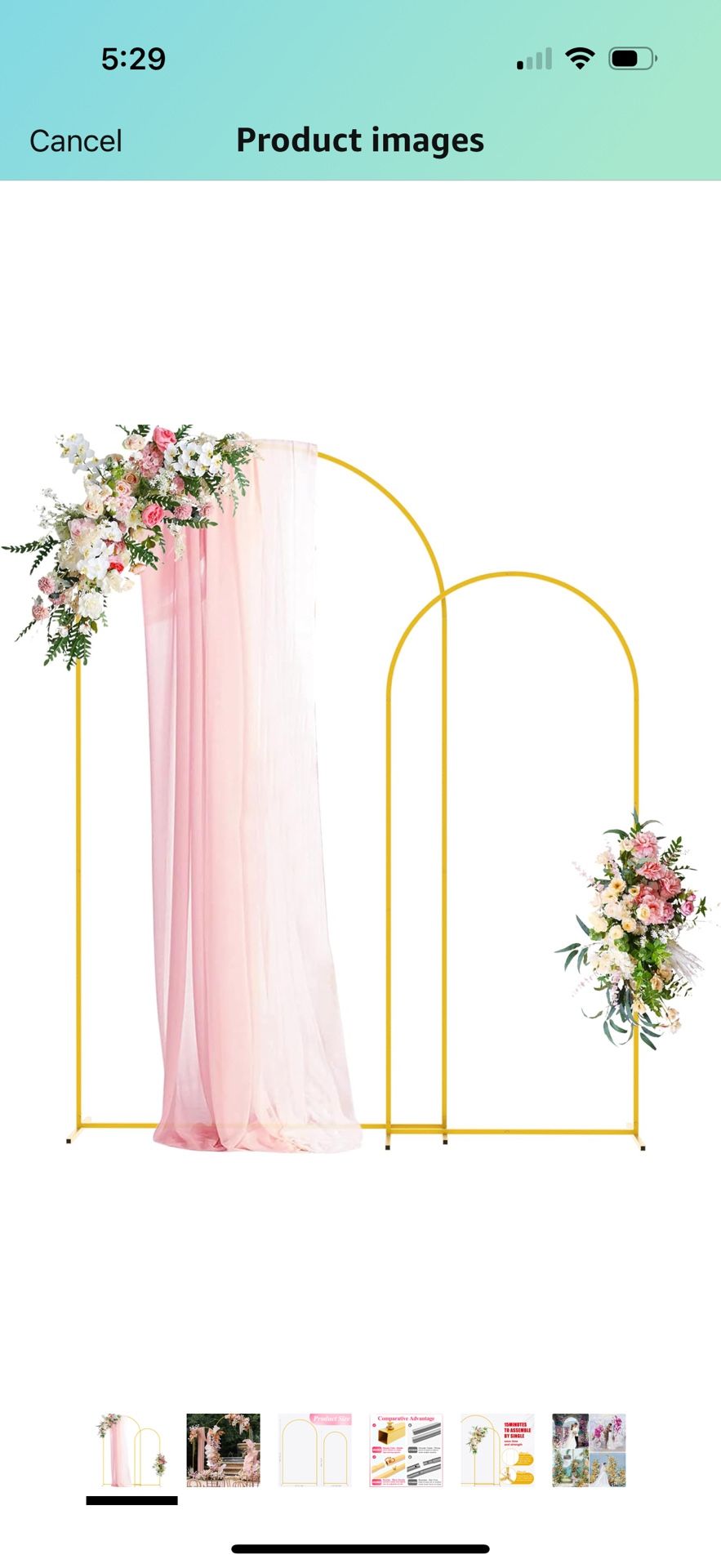 Wokceer Wedding Arch Backdrop Stand 7.2FT, 6FT Gold Metal