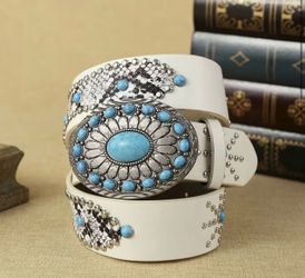 White Western Belt for Women