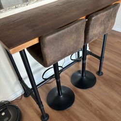Natural Wood Slab Bar Table Wooden Stools -MUST SELL BY JUNE 1!!!
