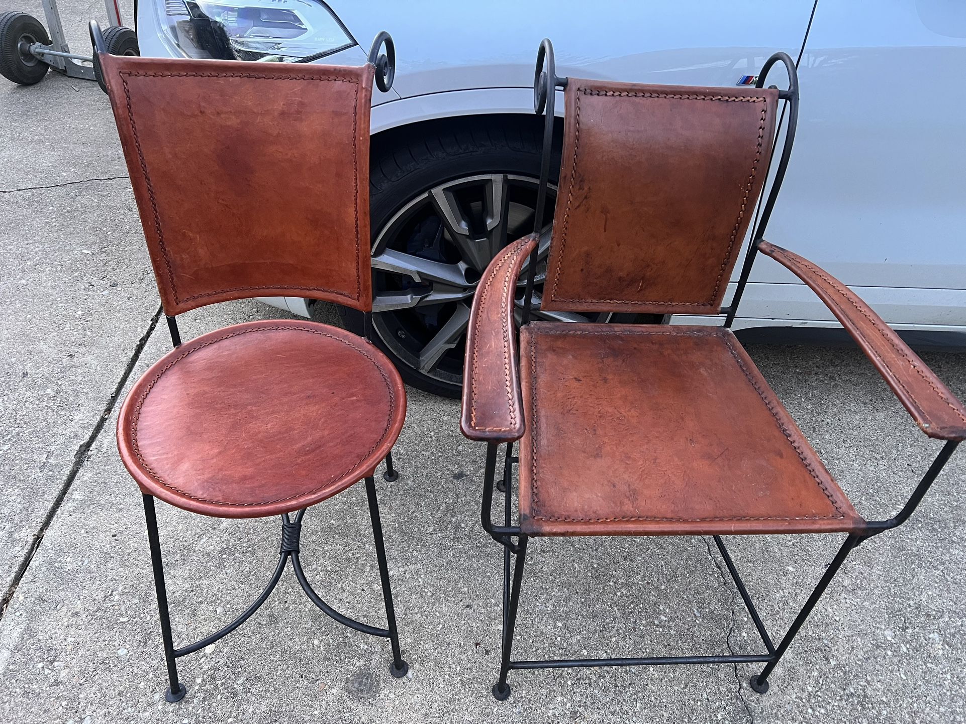 Vintage Iron and Leather chair
