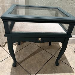Glass-Top Jewelry Display Table / Showcase – Recently Reupholstered $140 or Best offer